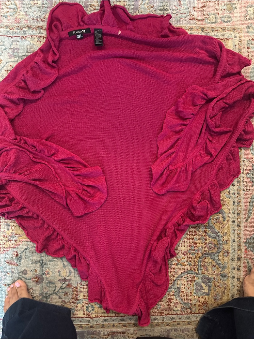 Forever 21 Ruffle-Trim Magenta Chemise
